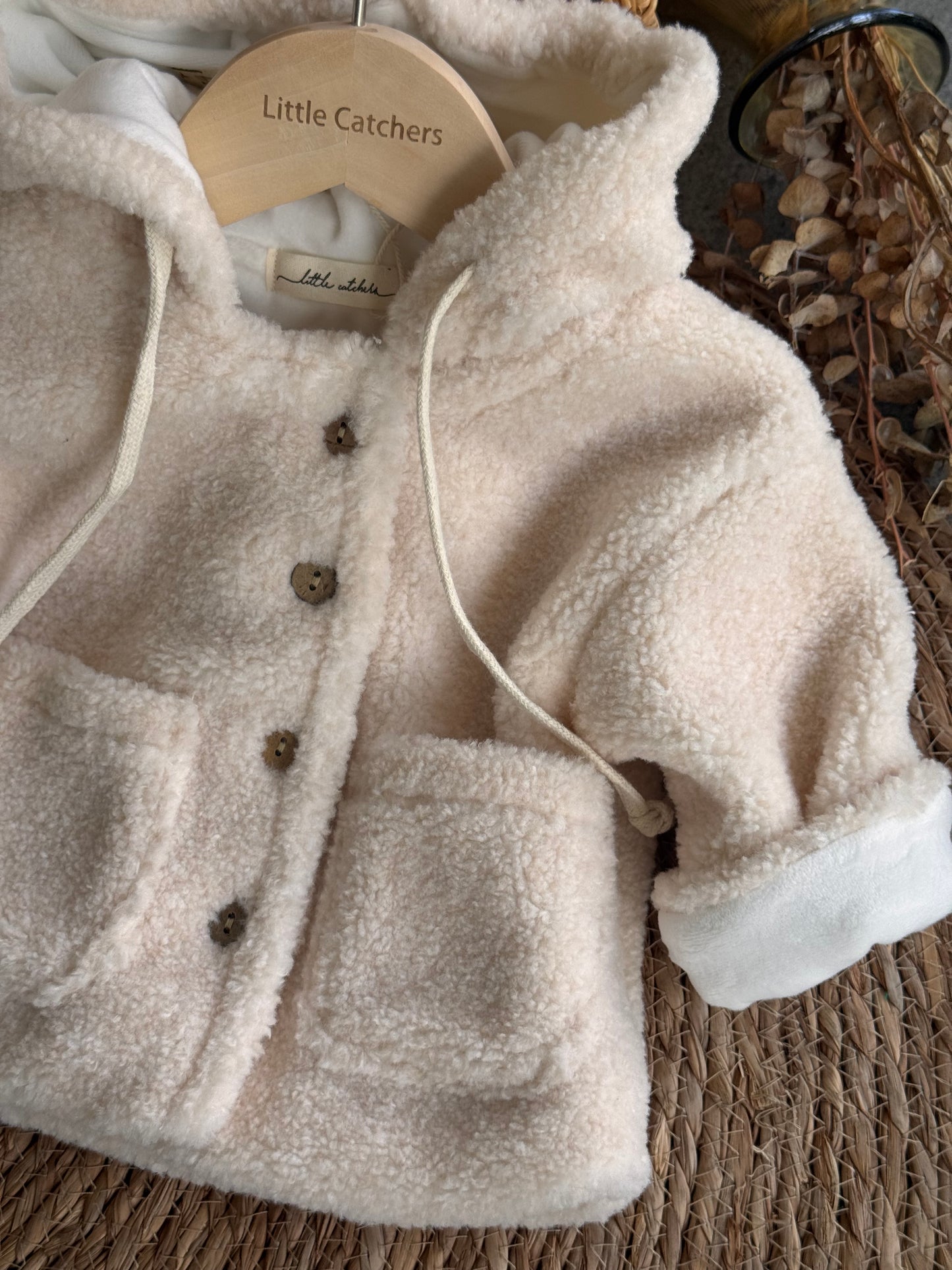 Cozy Teddy Baby Hooded Jacket – Offwhite