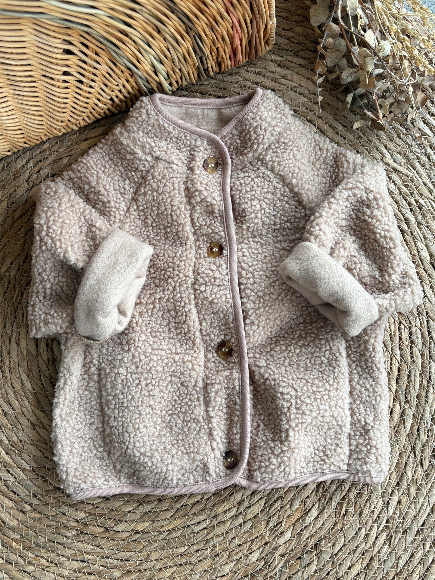 Cozy Fleece Cardigan- Beige