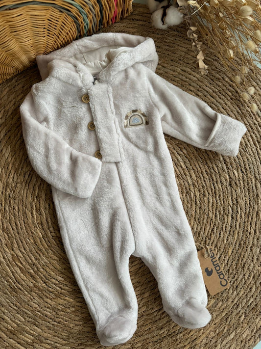 Rainbow Plush Overall - Beige