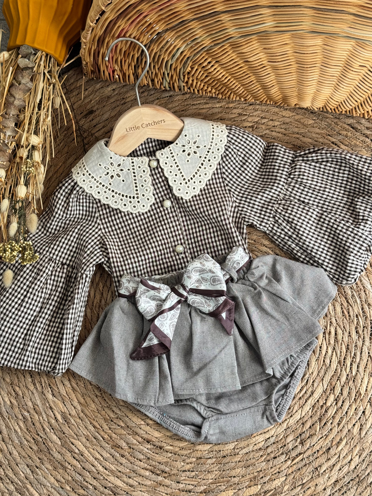 Classic Top And Skirt-Brown