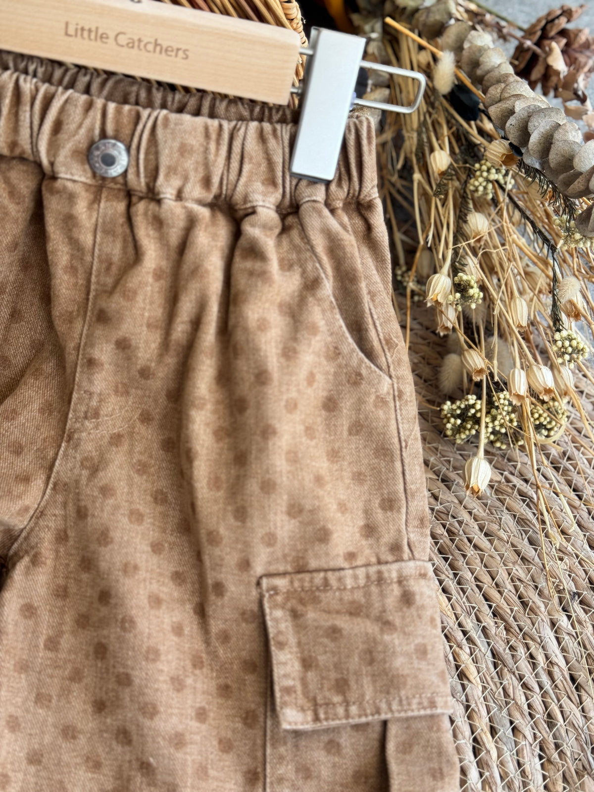 Polka Dot Cargo Pants-Havane