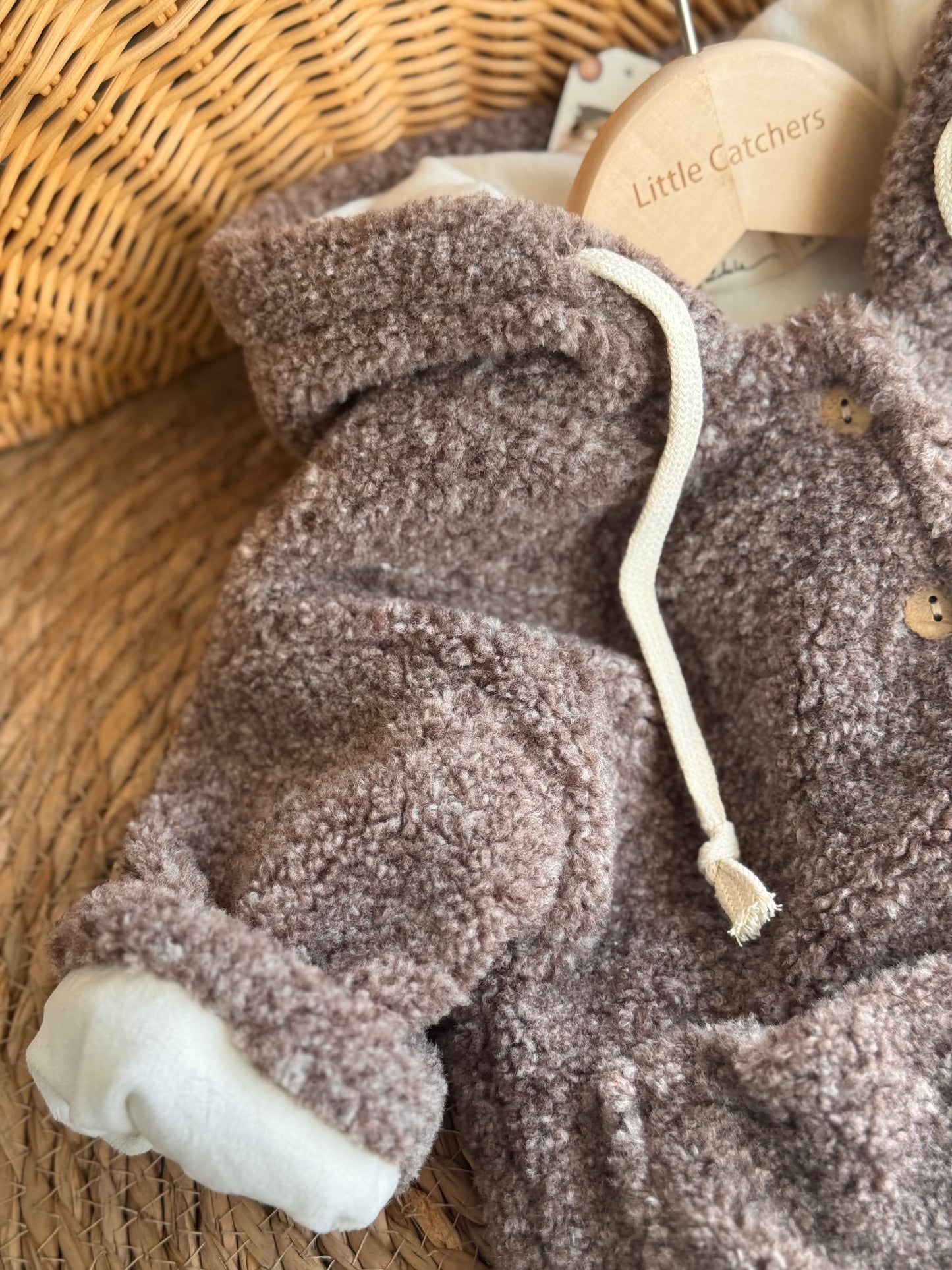 Cozy Teddy Baby Hooded Jacket – Mocha