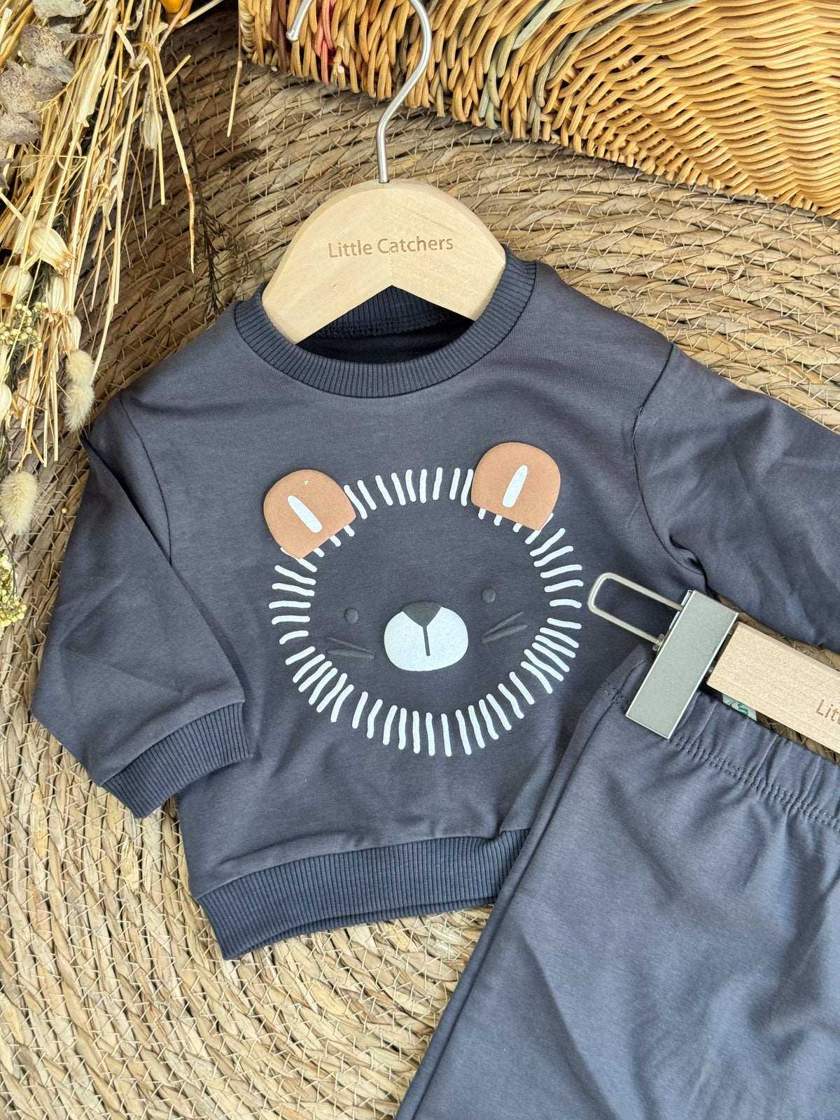 Lion Cotton Set-Dark Grey