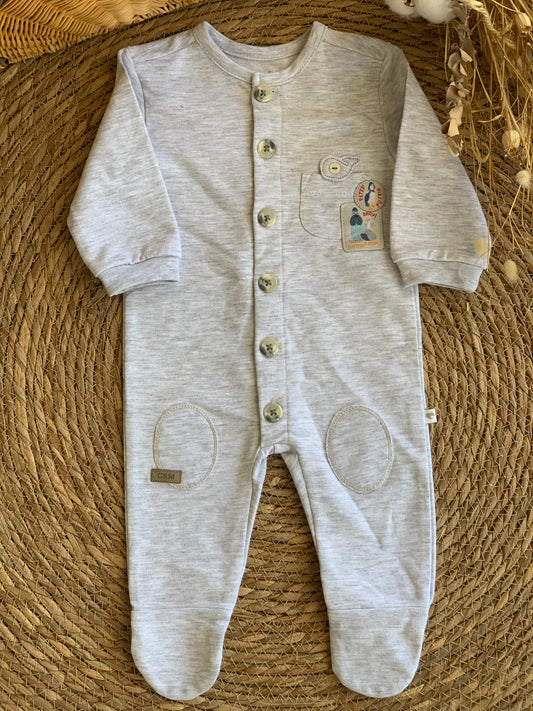 Petey Puffin Overall - Grey