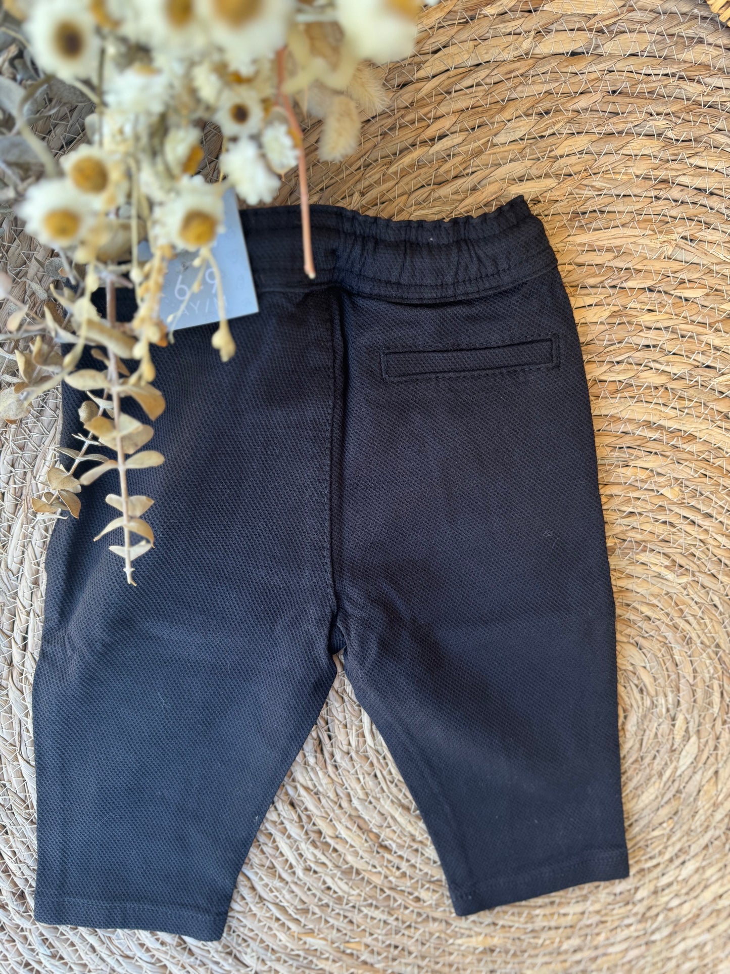 Textured Black Jogger Pants