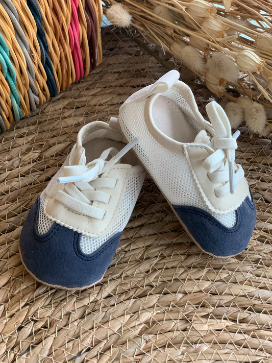 Baby Summer Shoes - Navy Blue And Beige