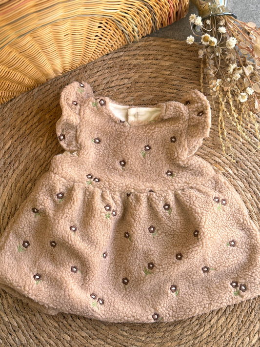 Blossom Sherpa Flutter Dress-Brown