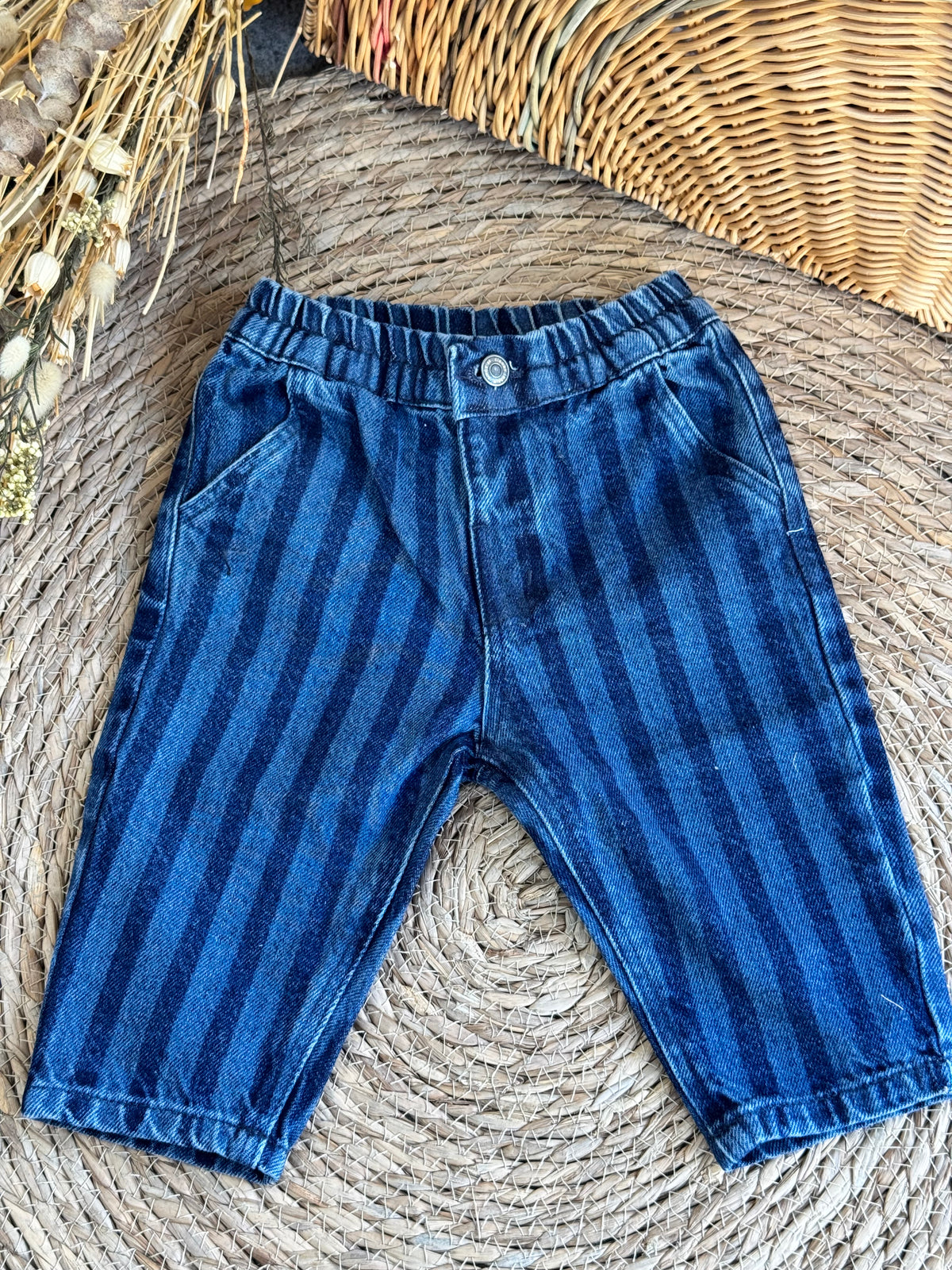 Striped Pants-Denim