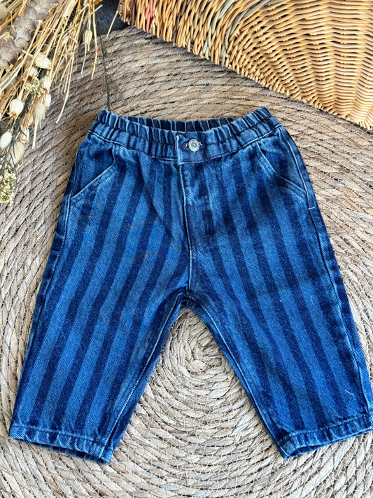 Striped Pants-Denim