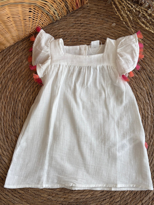 Pompom Linen Dress