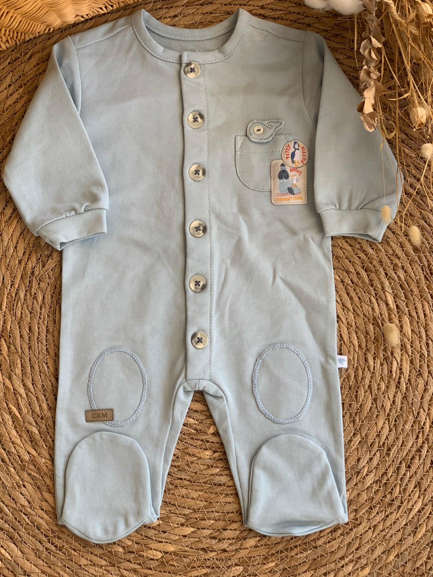 Petey Puffin Overall - Light Blue