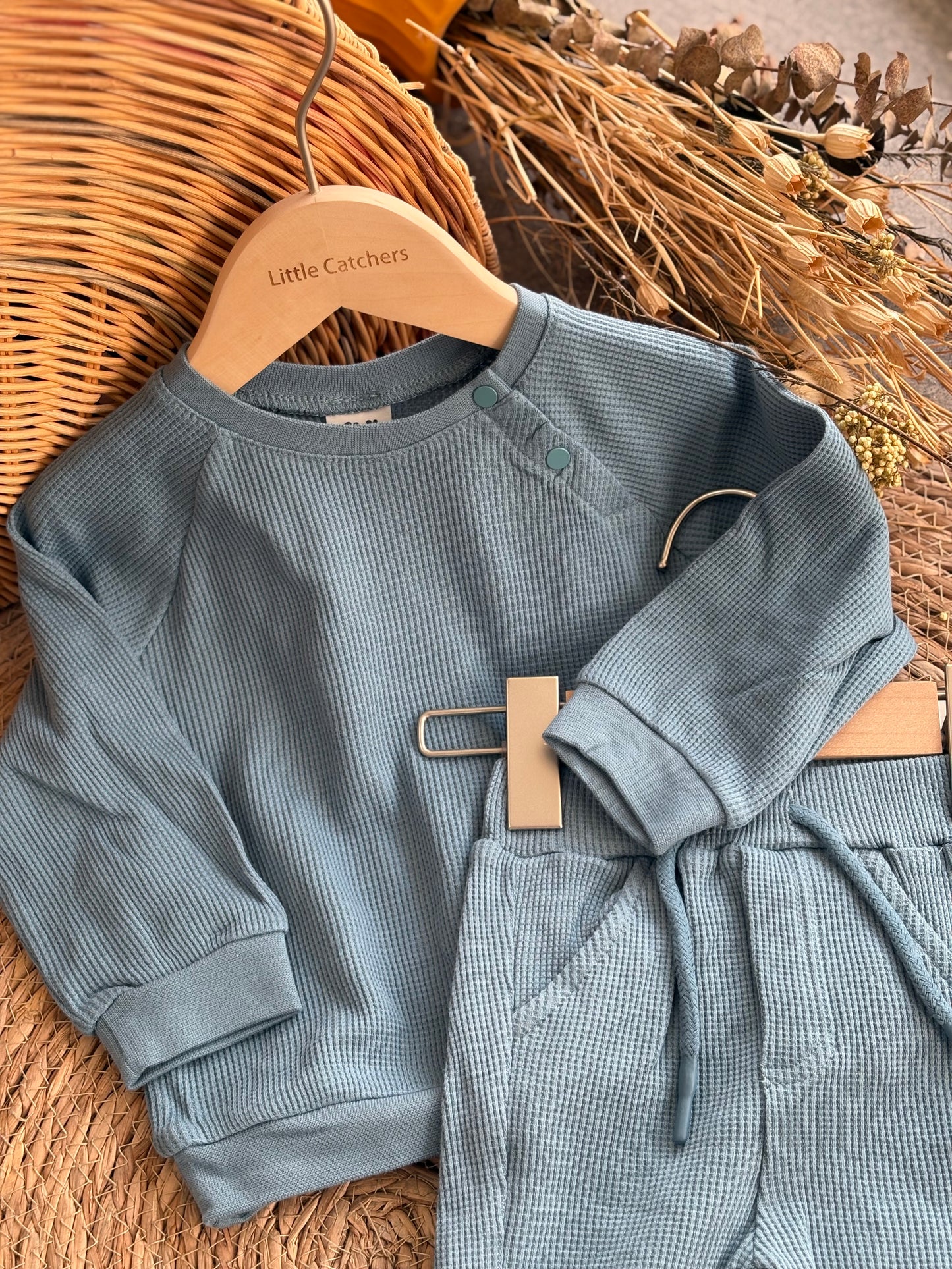 Ribbed Baby Cotton Set-Blue