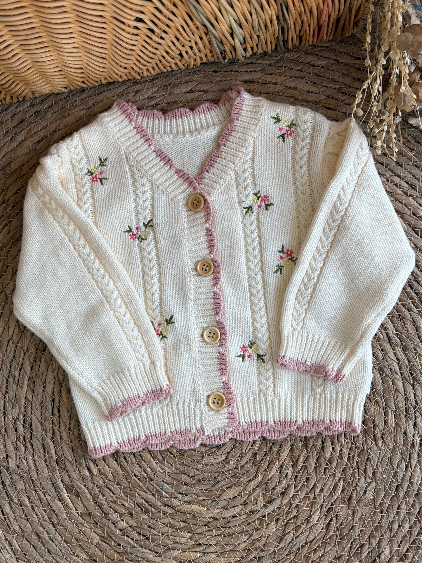 Blush Bloom Knit Baby Cardigan