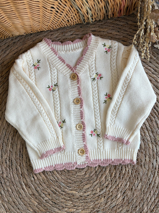 Blush Bloom Knit Baby Cardigan