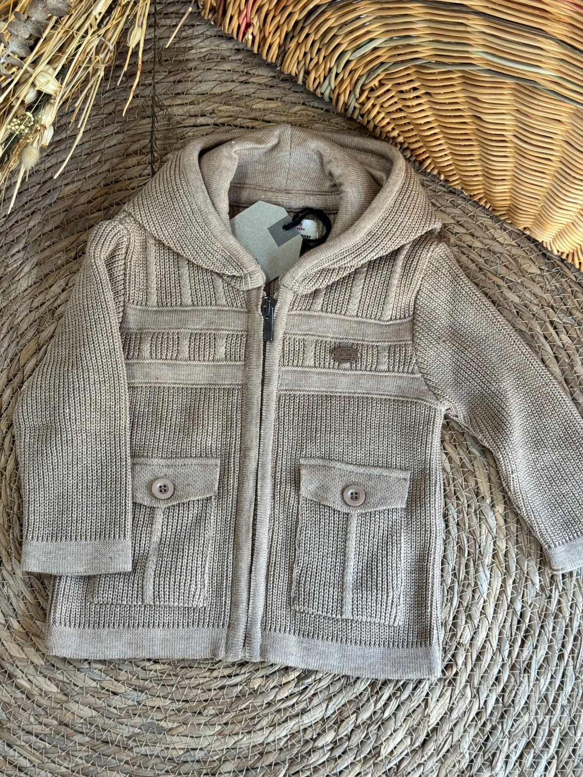 Classic Cardigan With Pocket-Beige