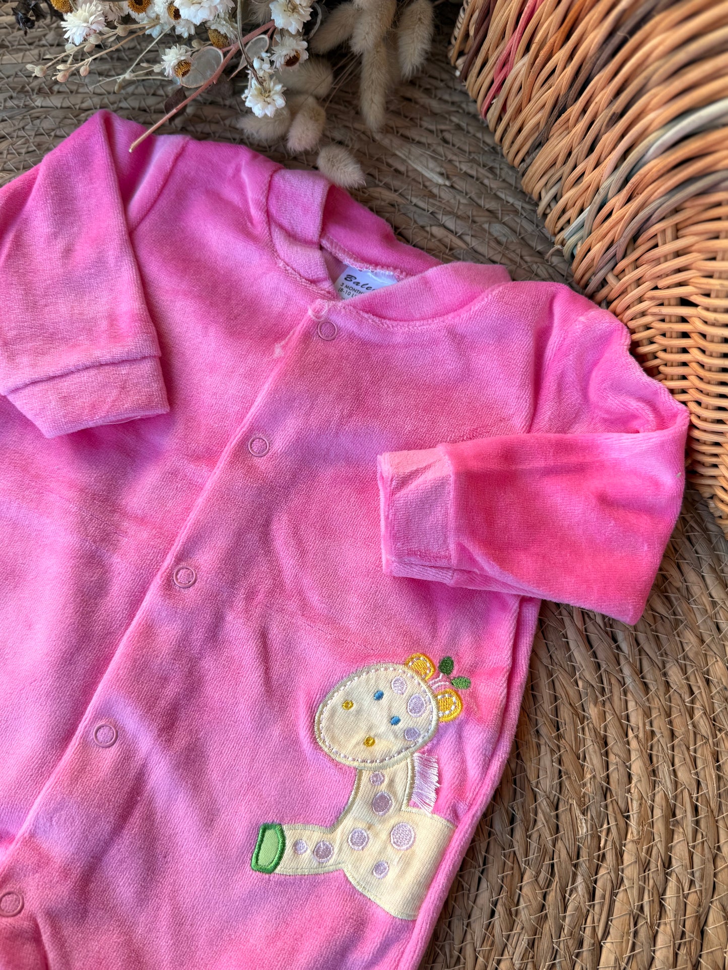 Baby Giraffe Footed Sleepsuit – Pink