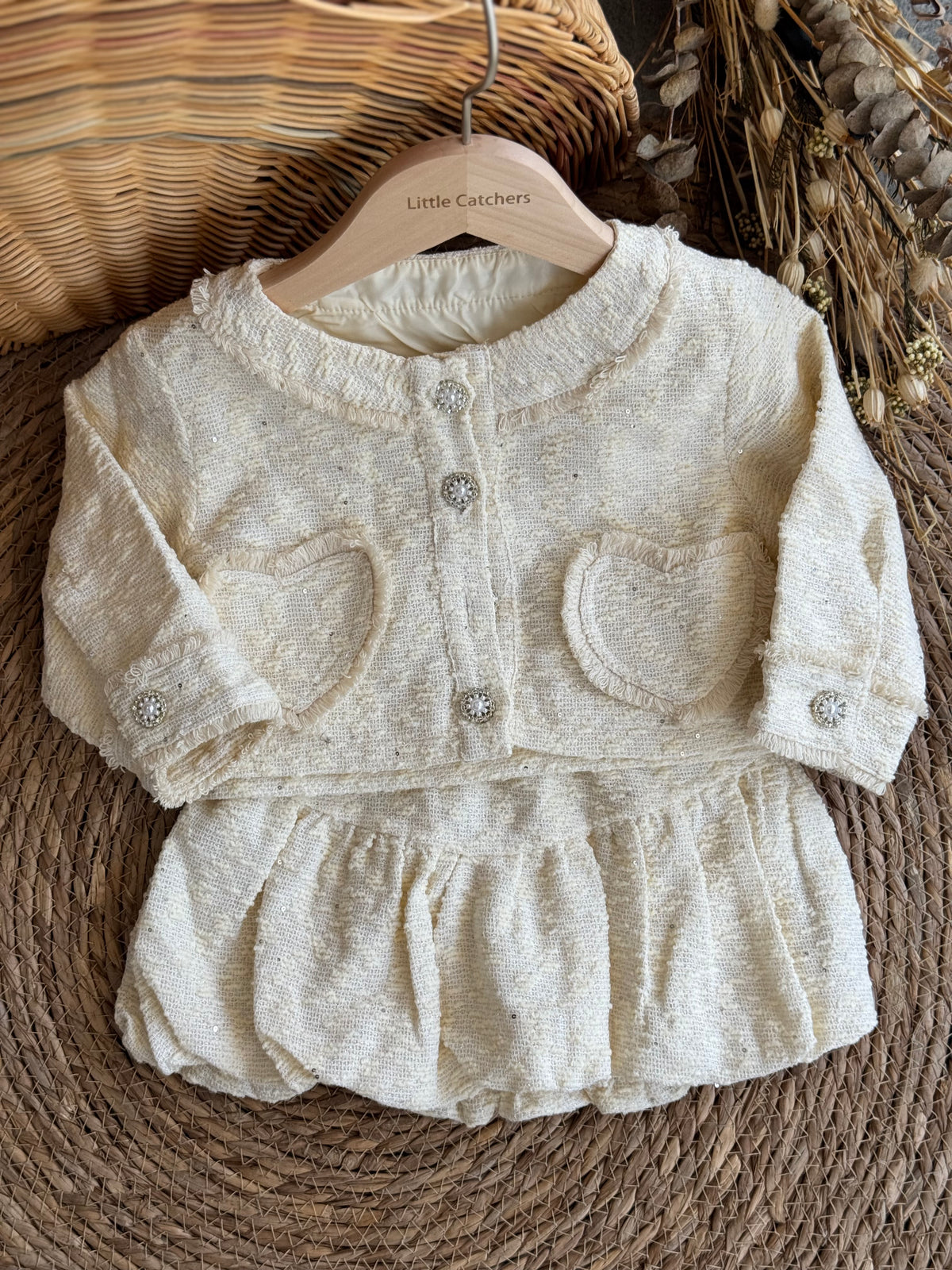 Ivory Tweed Jacket & Skirt Set