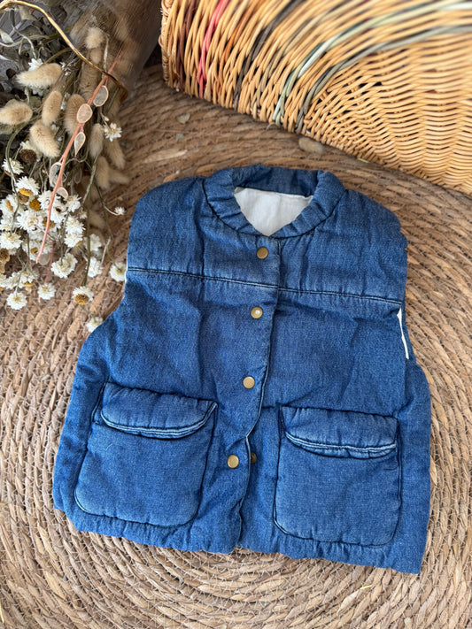 Denim Puffer Baby Vest