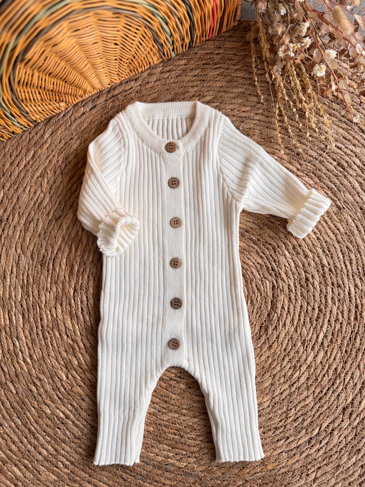 Pure Knit Baby Onesie-White