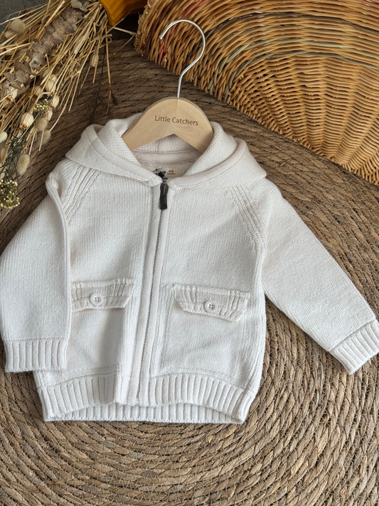 Classic Baby Cardigan With Pocket-Offwhite