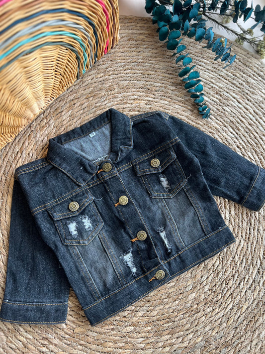 Trendy Denim Jacket-Black