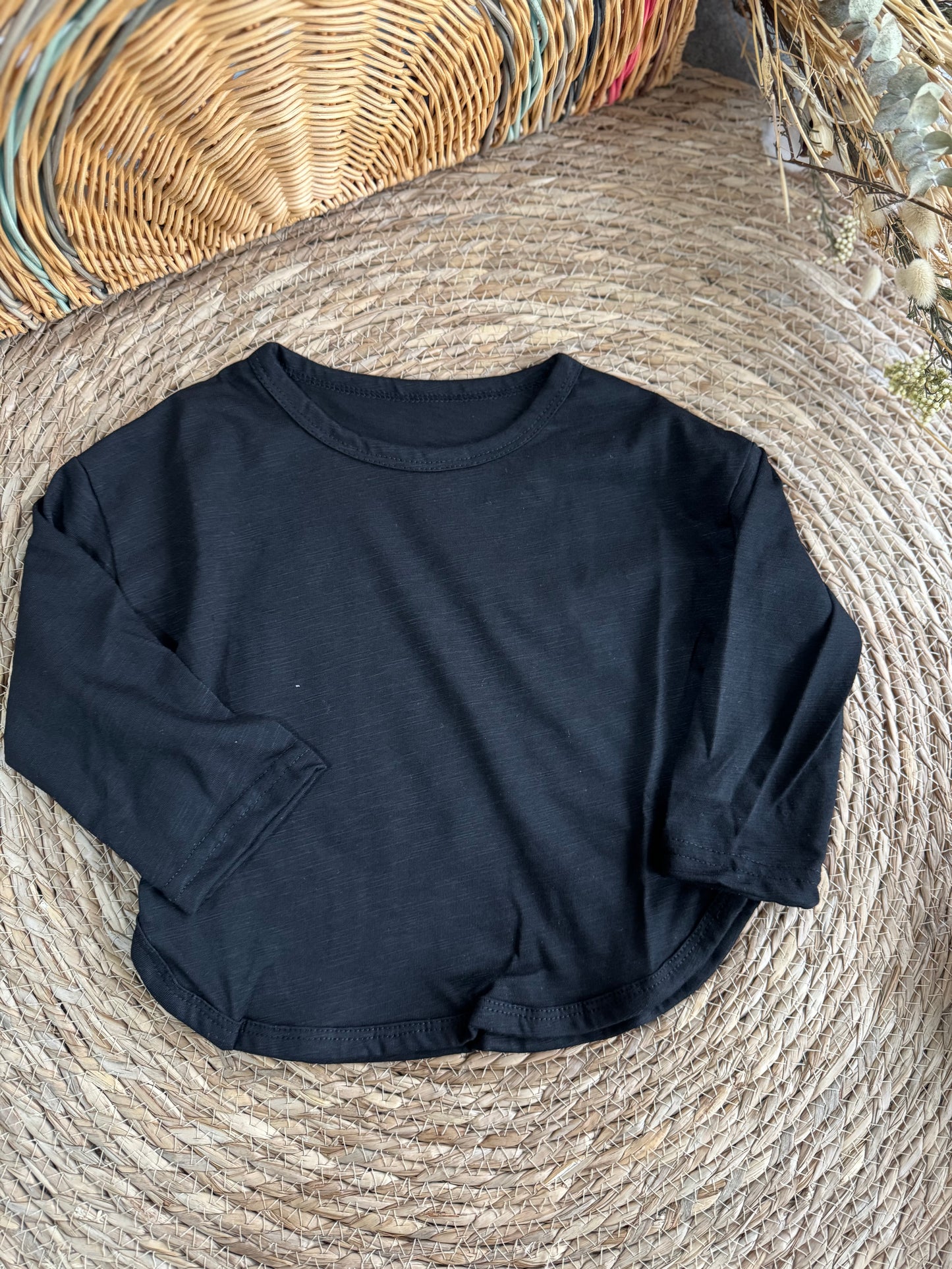 Long Sleeve Cotton Sweater - Black