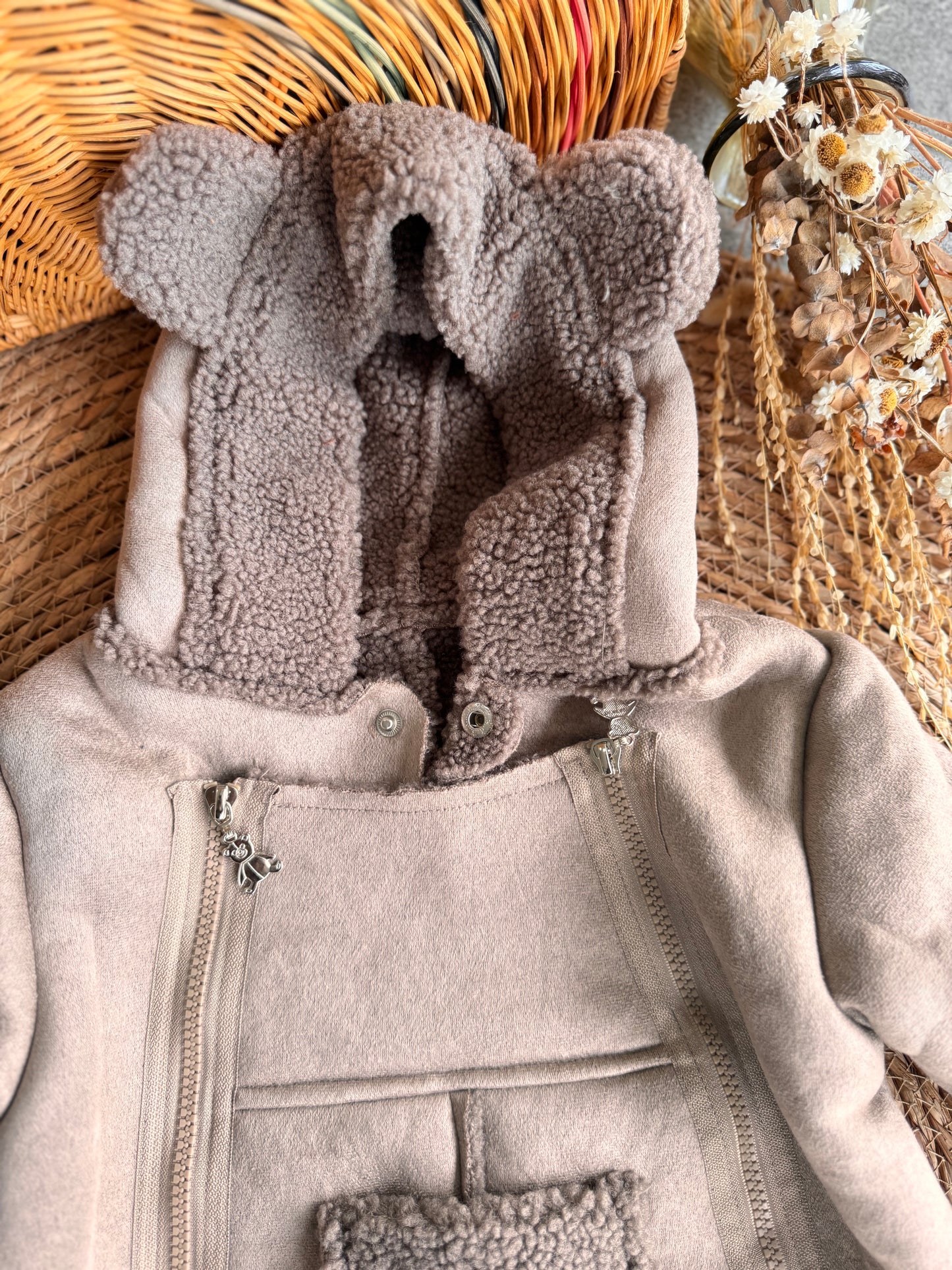 SnowBear Hooded Baby Suit-Grey