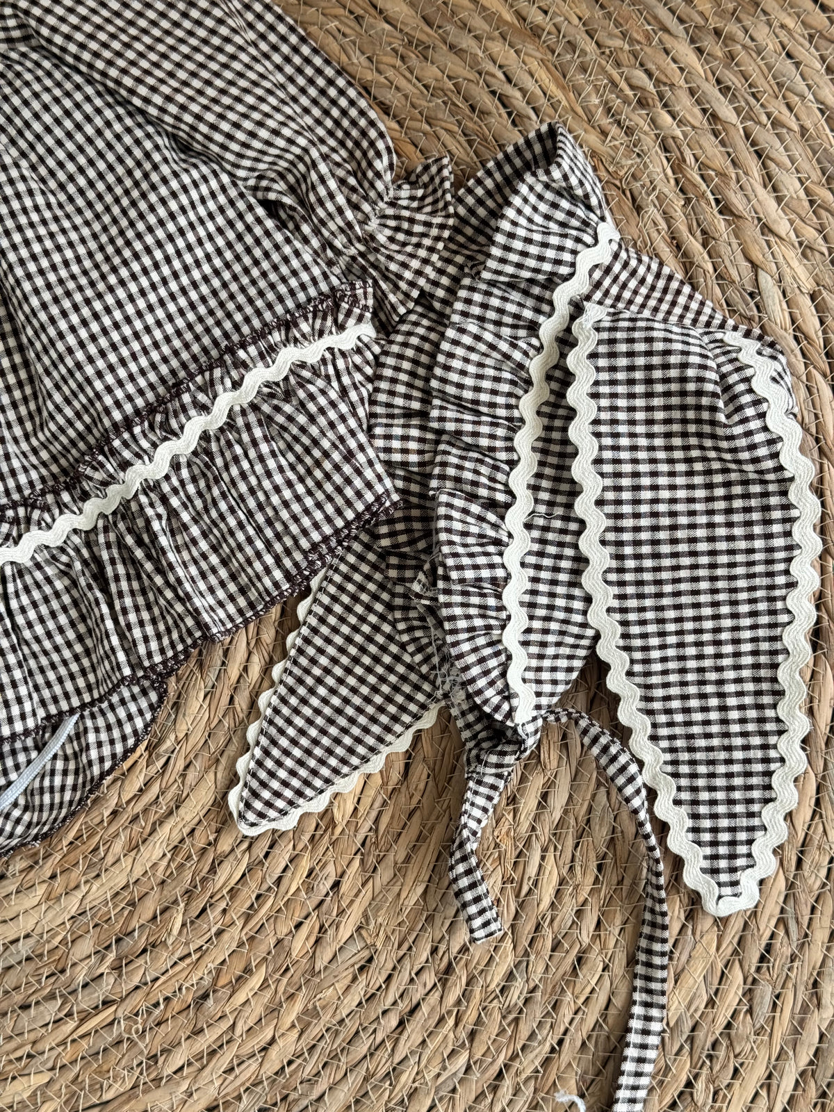 Classic Plaid Dress With Hat-Brown