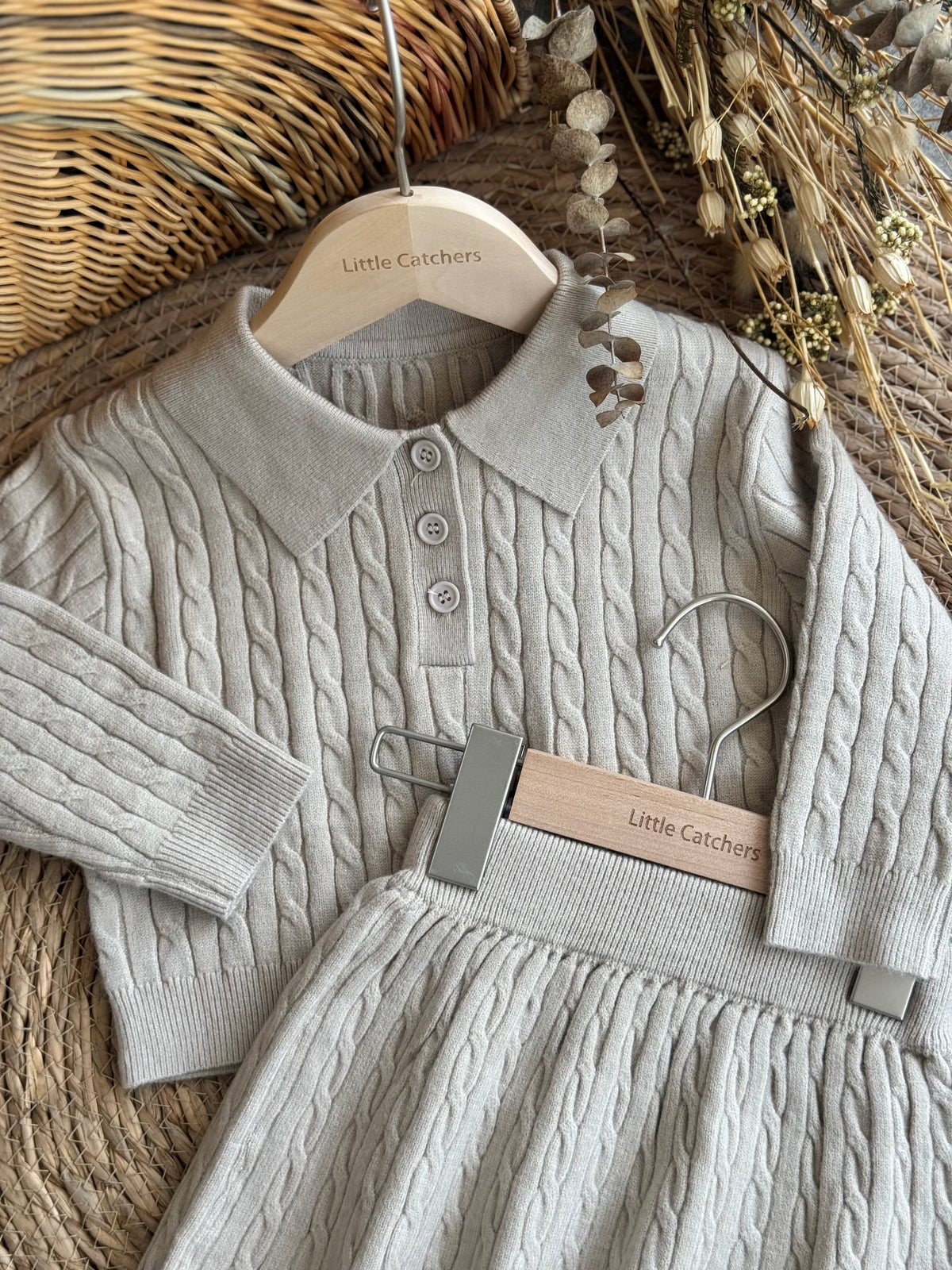 Collar Sweater & Skirt Set