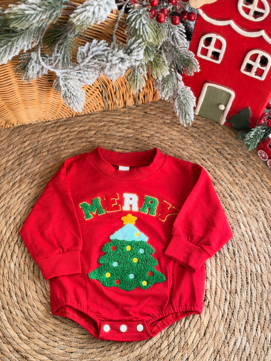 Christmas Tree Red Romper