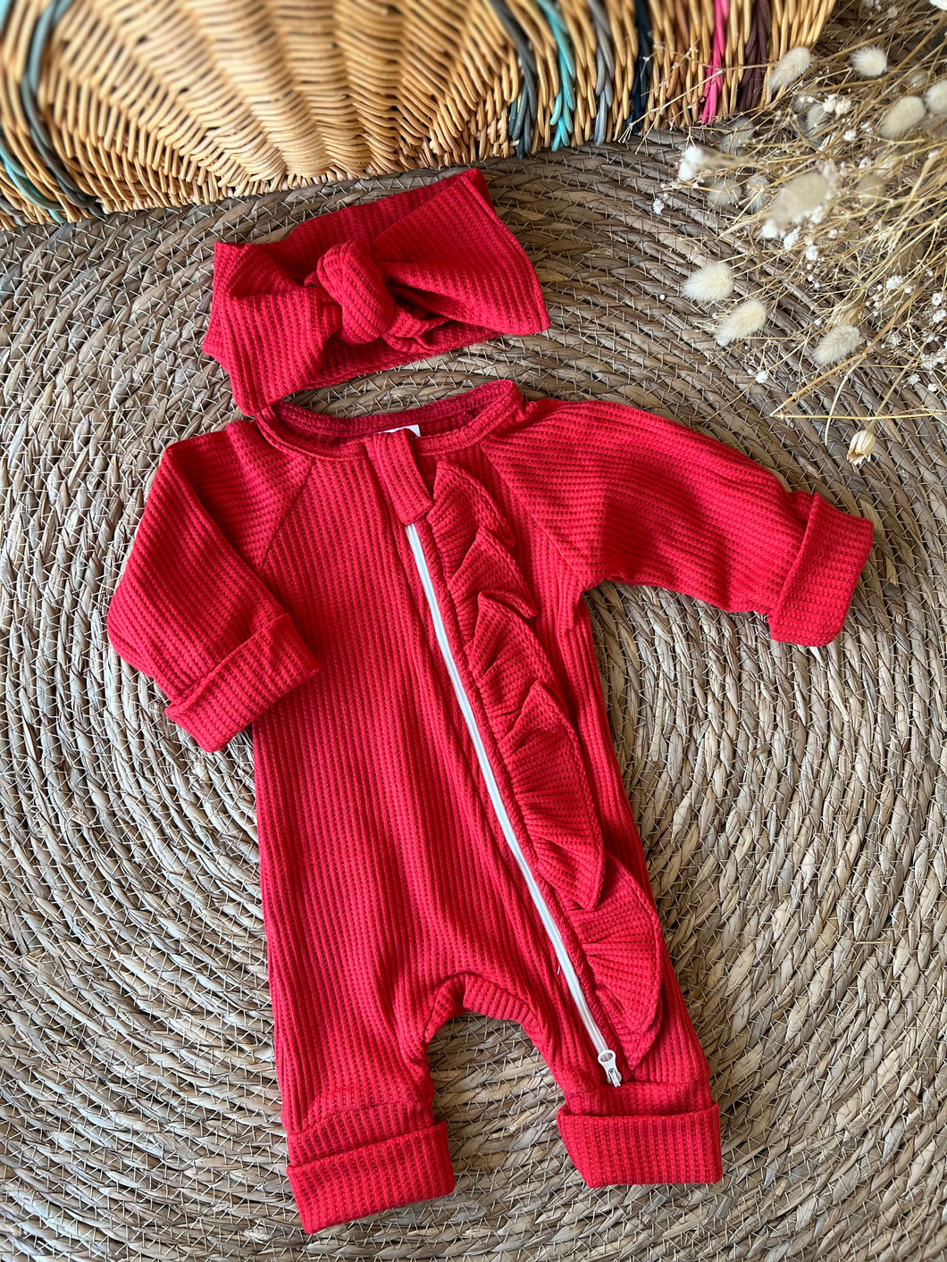 Nivine Overall with Headband-Red