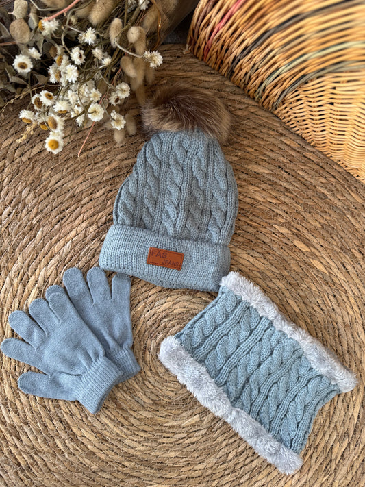 Pompom Beanie - Powder Blue