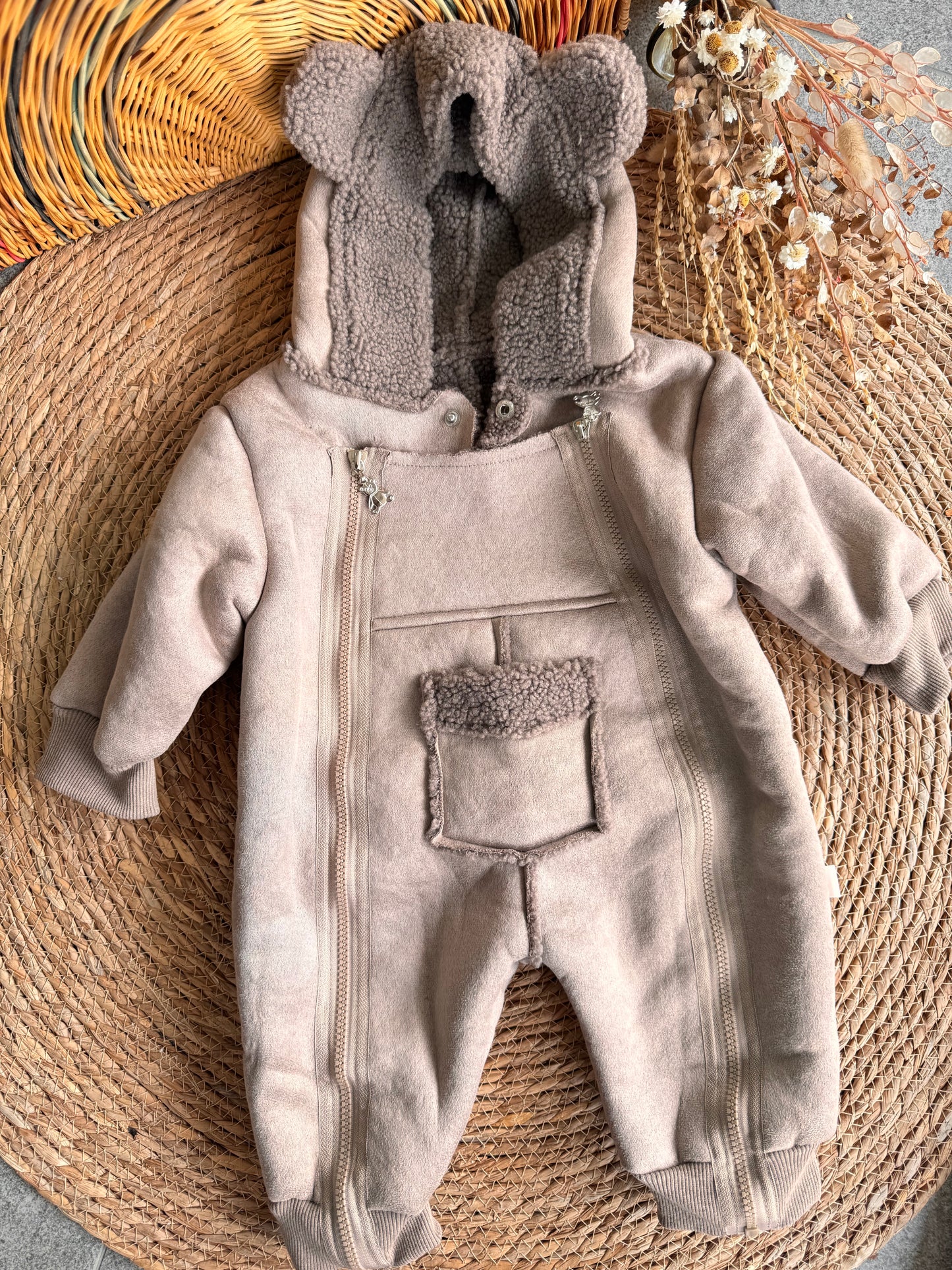 SnowBear Hooded Baby Suit-Grey