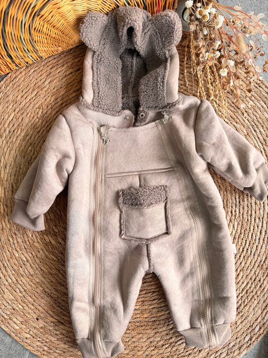 SnowBear Hooded Baby Suit-Grey