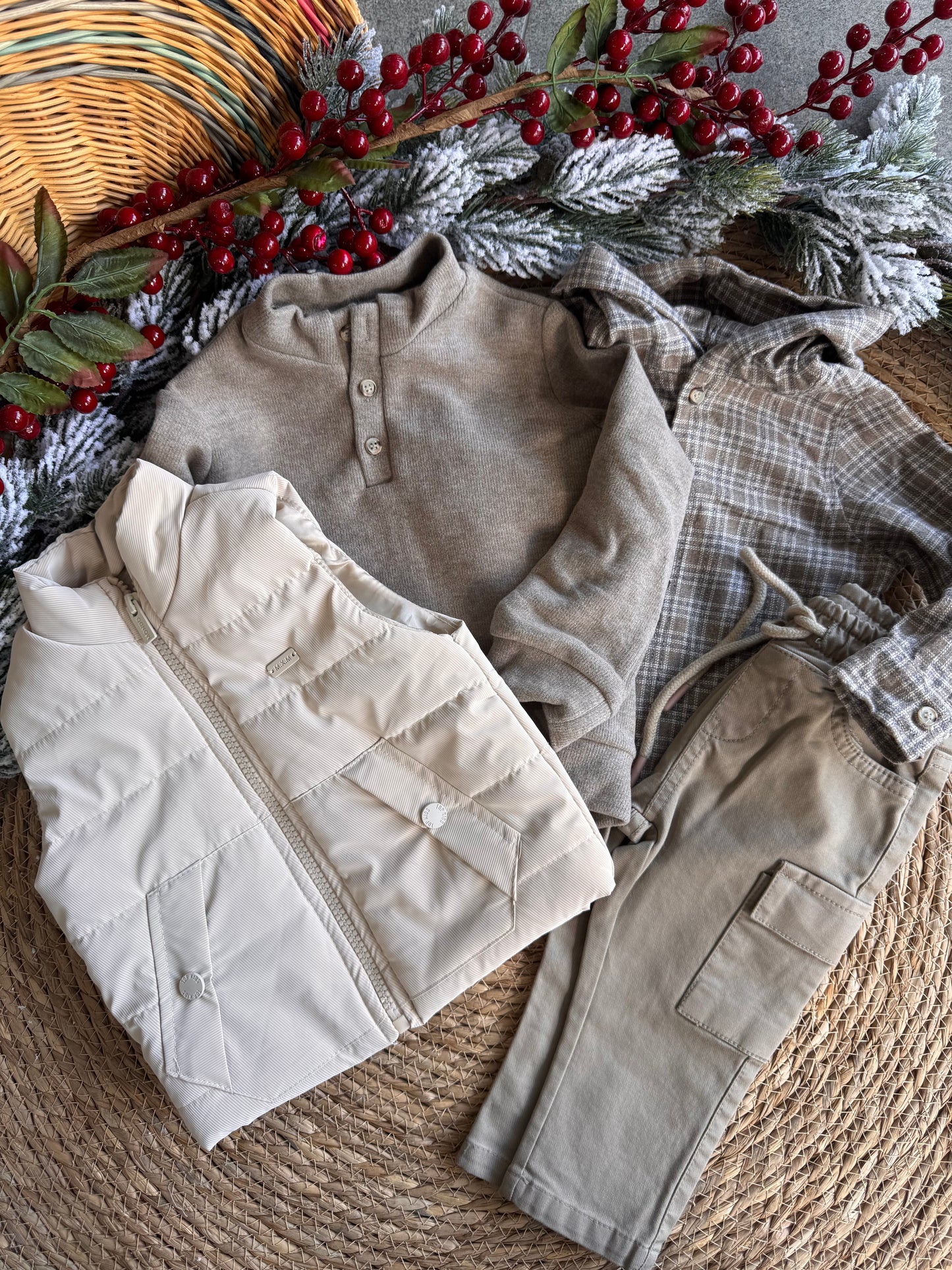 Little Neutral Winter Layered Set – Beige & Taupe