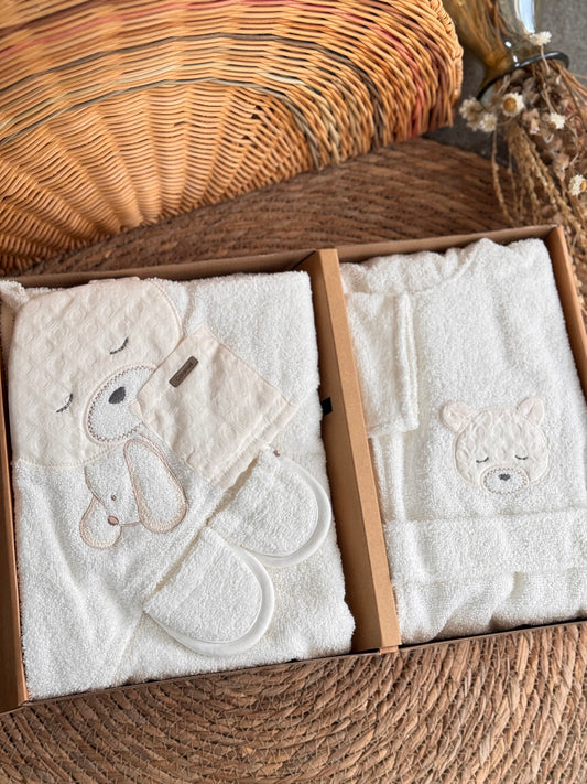 Sleepy Bear Baby Bath Set-Offwhite