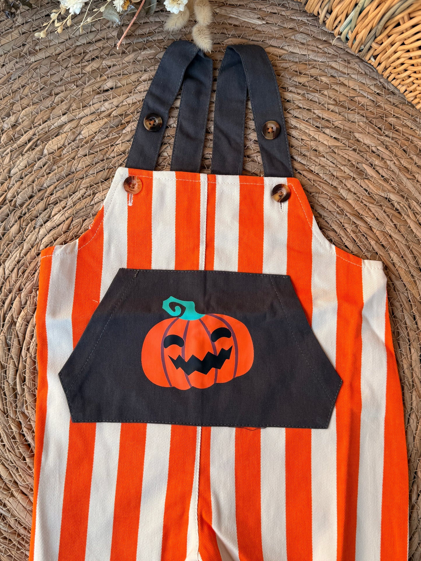 Baby Halloween Pumpkin Romper – Orange & White Stripes