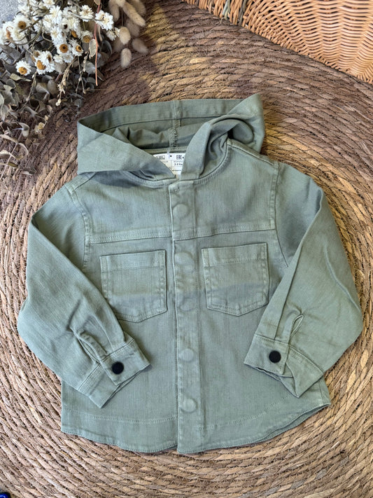 Olive Green Hooded Shirt Jacket