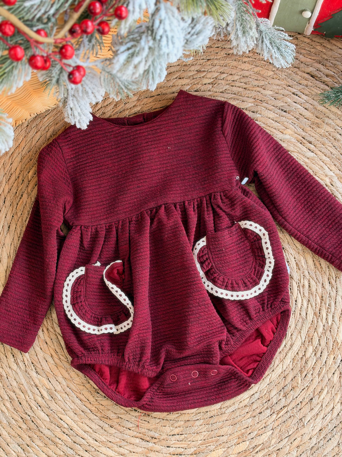 Elegant Burgundy Satin Romper With Sheer Tulle Overlay