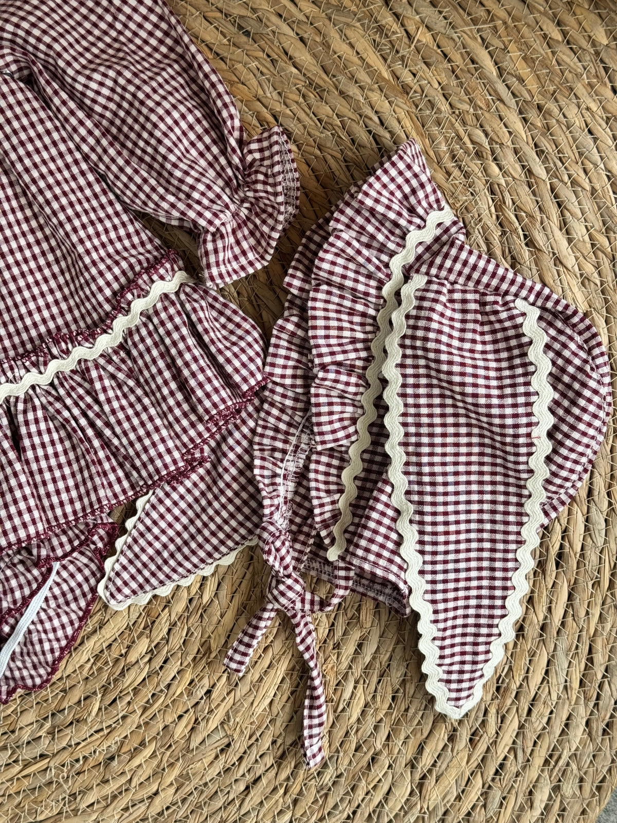 Classic Plaid Dress With Hat-Red