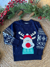 Load image into Gallery viewer, Christmas Deer Sweater-Navy Blue
