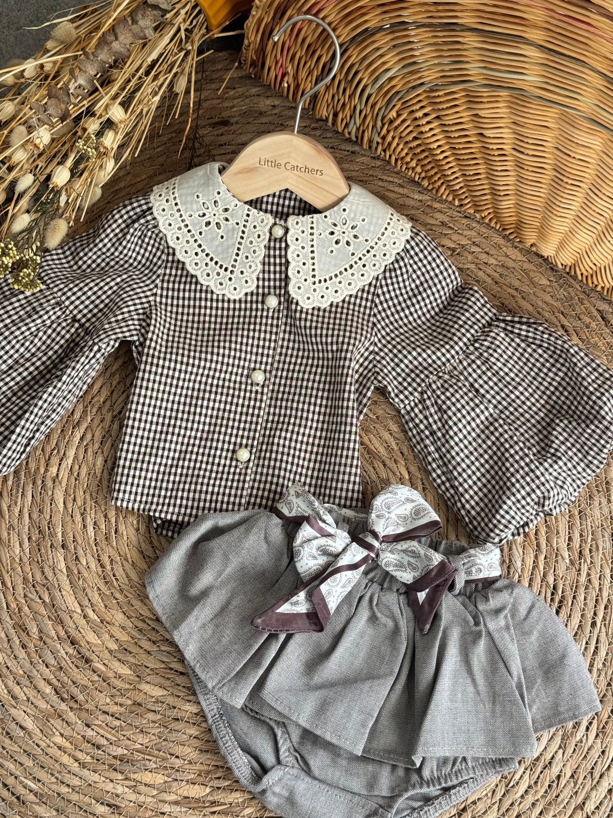 Classic Top And Skirt-Brown