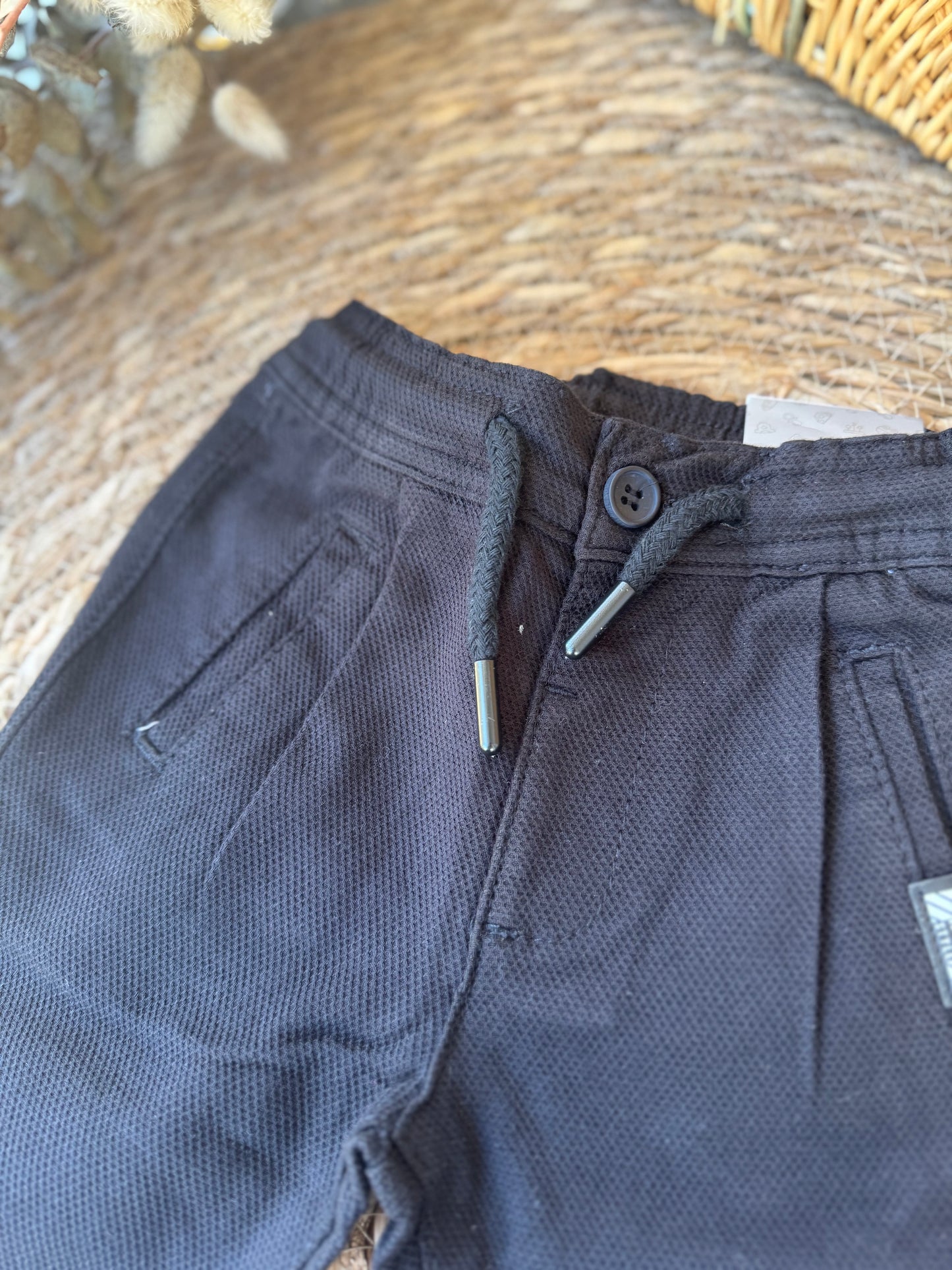 Textured Black Jogger Pants