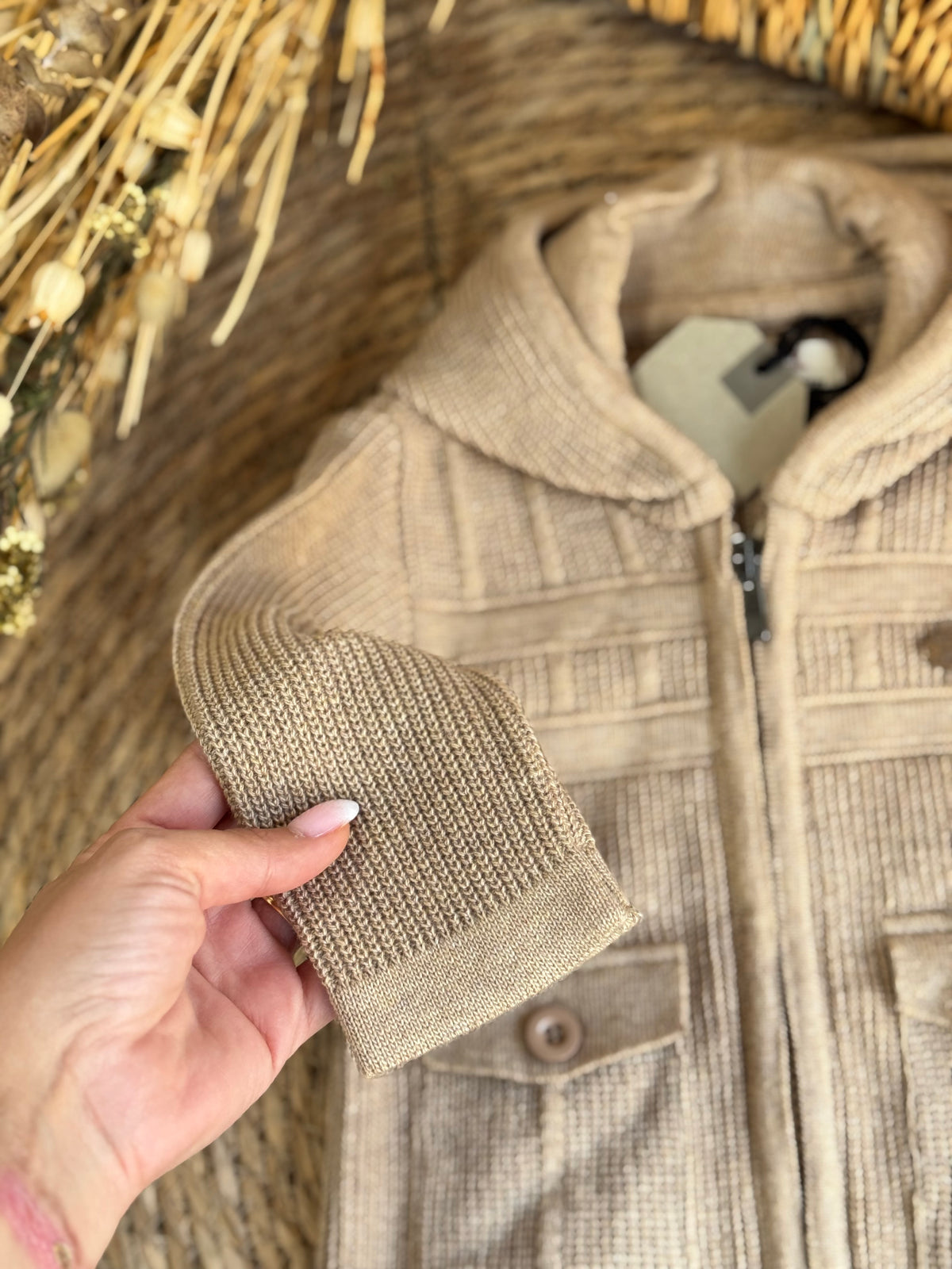 Classic Cardigan With Pocket-Beige