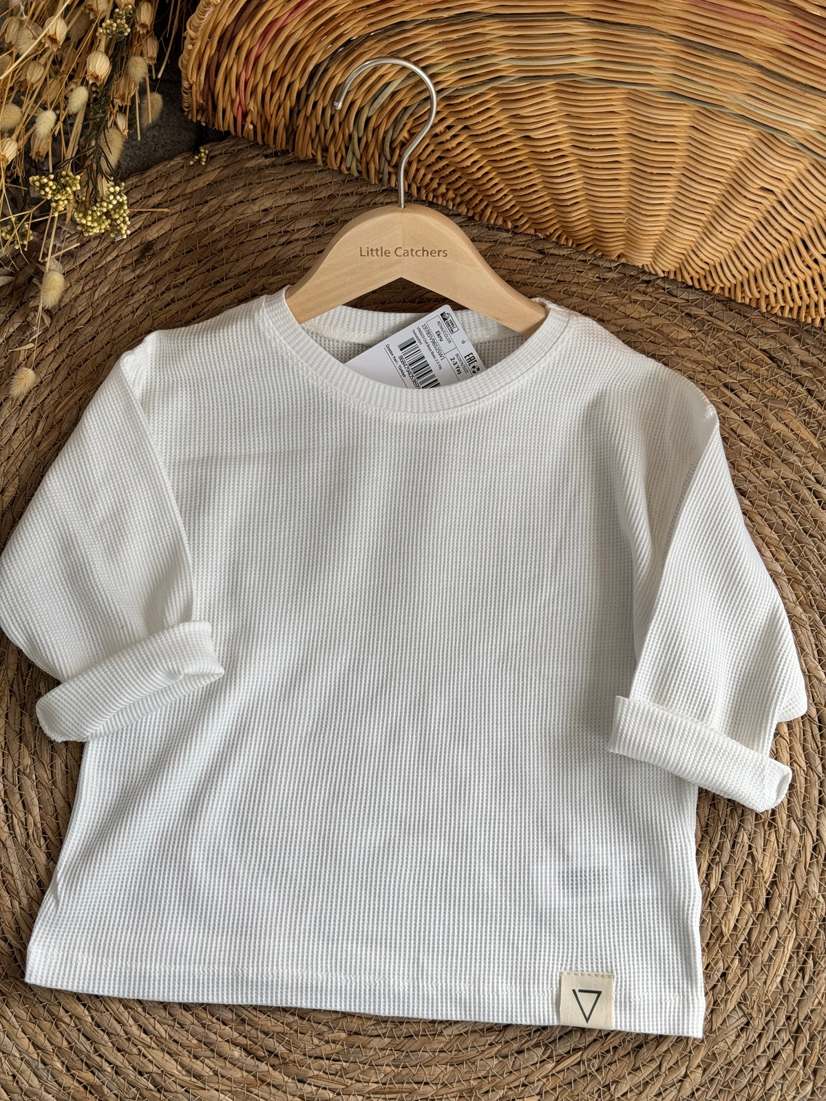 Ribbed White Long-Sleeve Top