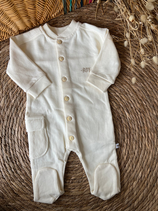 Baby Boy Overall-Off White