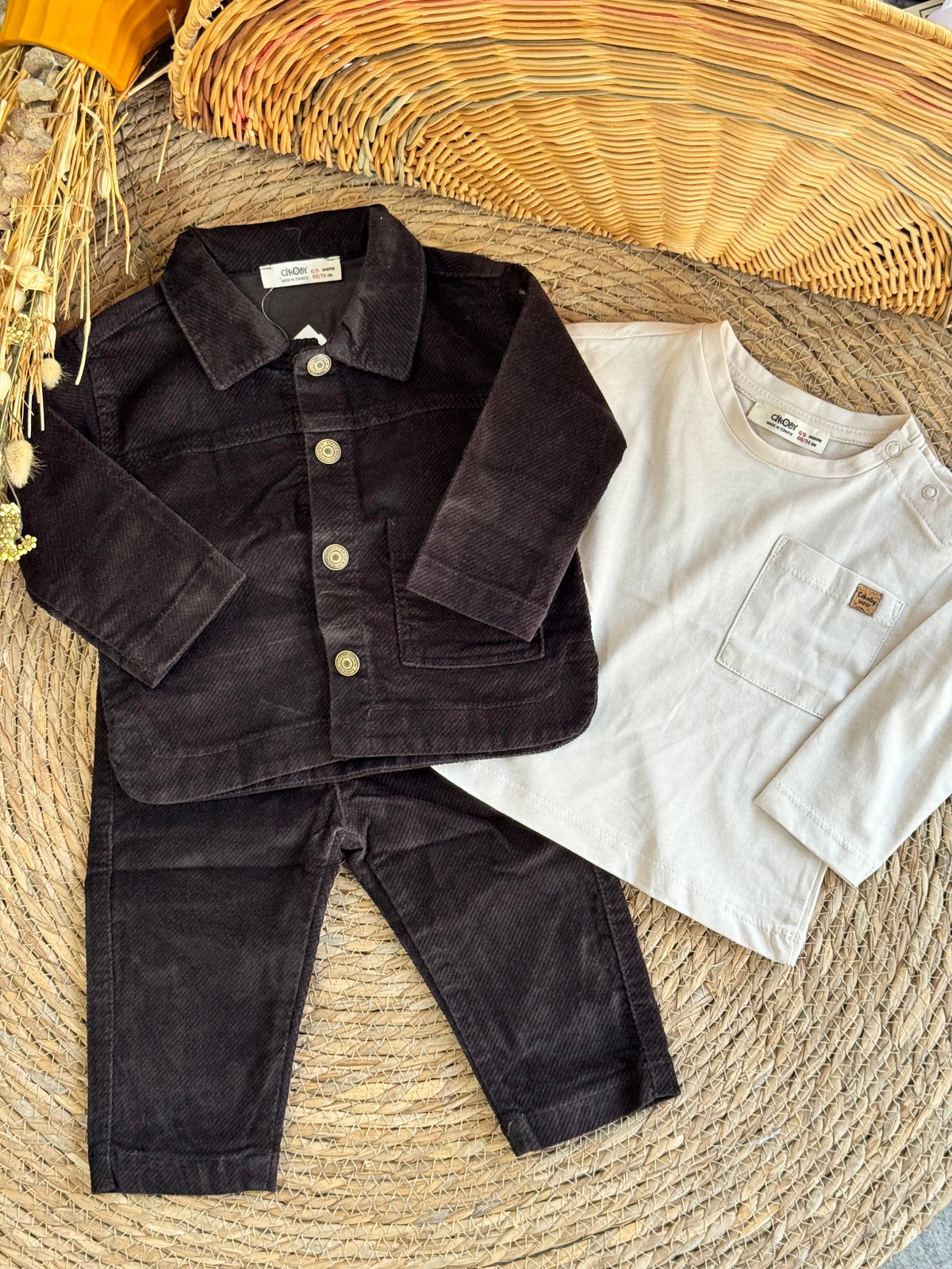 Premium Velvet Brown Set of 3pcs