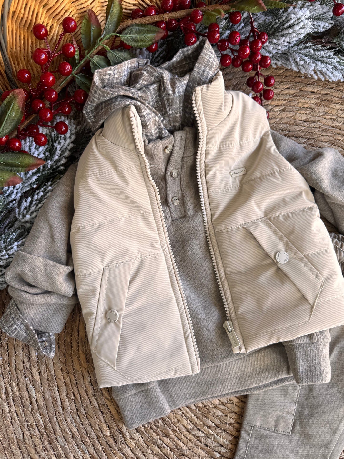 Little Neutral Winter Layered Set – Beige & Taupe
