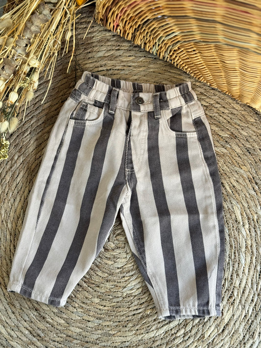 Striped Pants-Beige