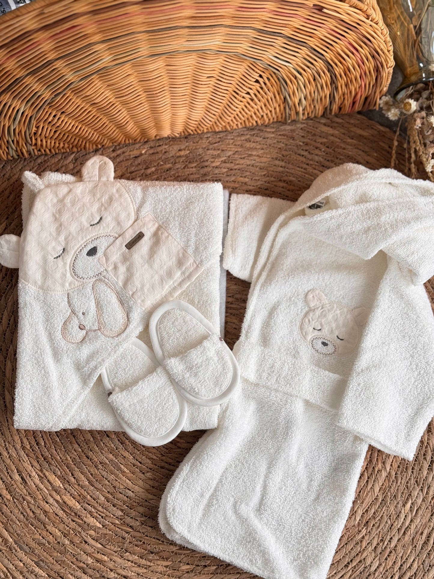Sleepy Bear Baby Bath Set-Offwhite